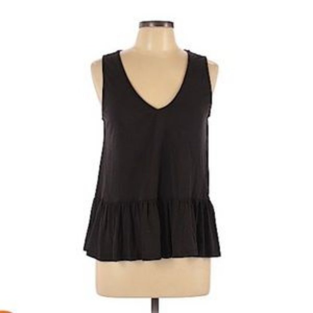Harlowe & Graham Black Ruffle Tank Top Blouse